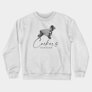 Cocker Spaniel Dog Lover Gift - Ink Effect Silhouette - Cockers Forever Crewneck Sweatshirt